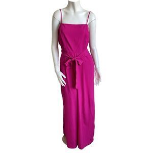 Nine West Wide Leg Hot Pink Jumpsuit Belted Sleeveless Party Womens Size XL